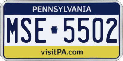 PA license plate MSE5502