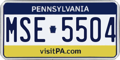 PA license plate MSE5504