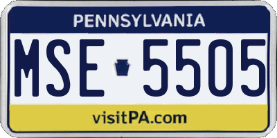 PA license plate MSE5505