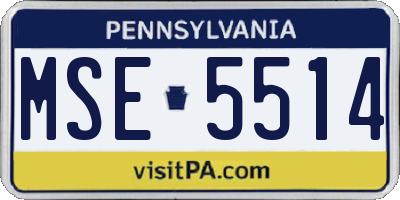 PA license plate MSE5514