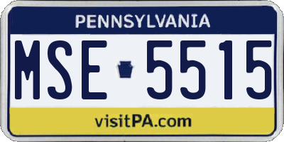 PA license plate MSE5515