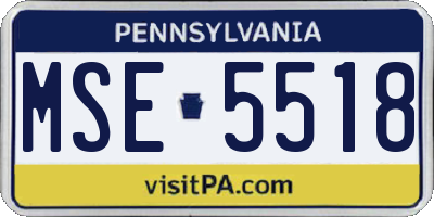 PA license plate MSE5518