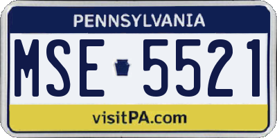 PA license plate MSE5521