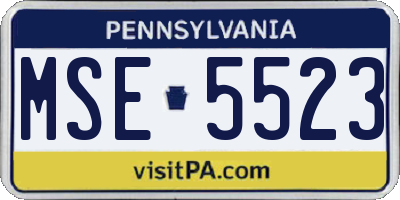 PA license plate MSE5523