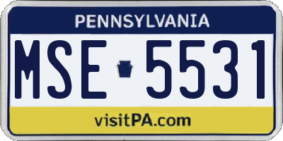 PA license plate MSE5531