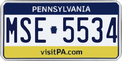 PA license plate MSE5534