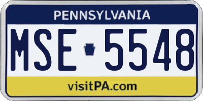 PA license plate MSE5548