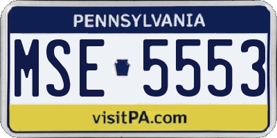 PA license plate MSE5553