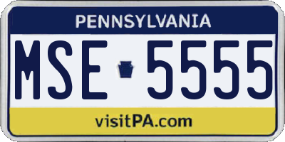 PA license plate MSE5555