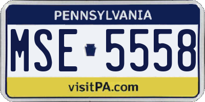 PA license plate MSE5558
