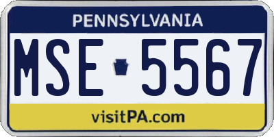 PA license plate MSE5567