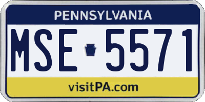 PA license plate MSE5571