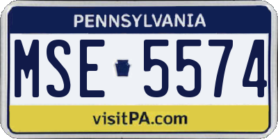 PA license plate MSE5574