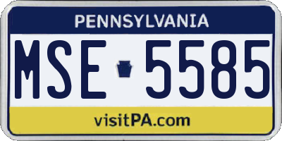 PA license plate MSE5585