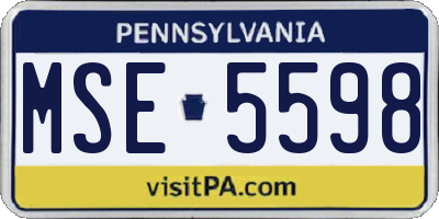 PA license plate MSE5598