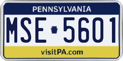 PA license plate MSE5601