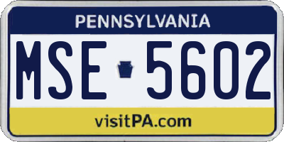 PA license plate MSE5602