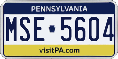 PA license plate MSE5604