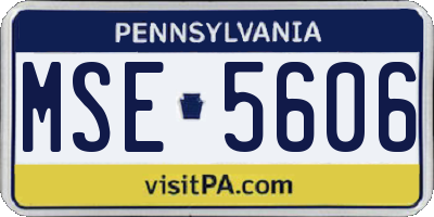 PA license plate MSE5606