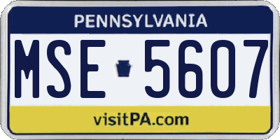 PA license plate MSE5607