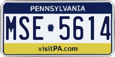 PA license plate MSE5614