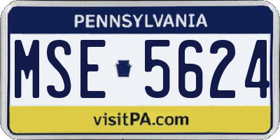 PA license plate MSE5624