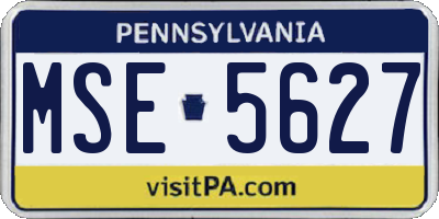 PA license plate MSE5627