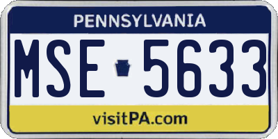 PA license plate MSE5633