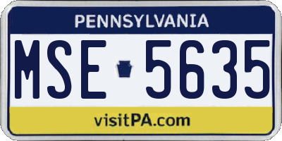 PA license plate MSE5635