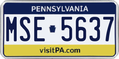 PA license plate MSE5637