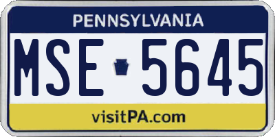 PA license plate MSE5645