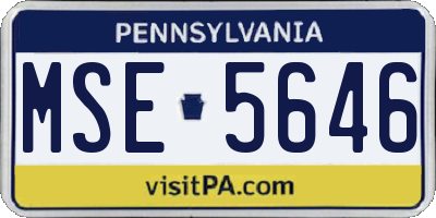 PA license plate MSE5646