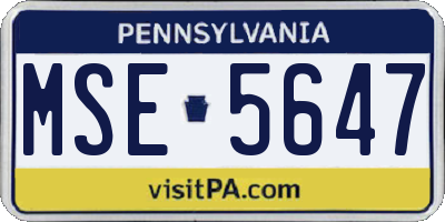 PA license plate MSE5647
