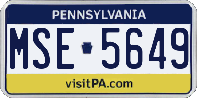 PA license plate MSE5649