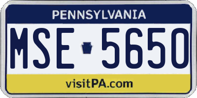 PA license plate MSE5650