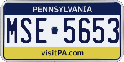 PA license plate MSE5653