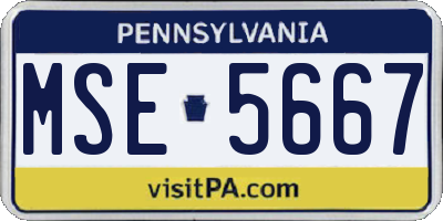 PA license plate MSE5667