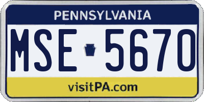 PA license plate MSE5670