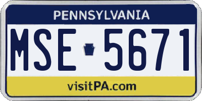 PA license plate MSE5671