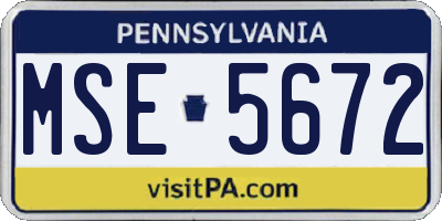 PA license plate MSE5672