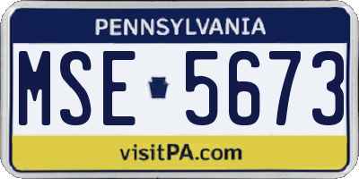 PA license plate MSE5673