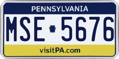 PA license plate MSE5676