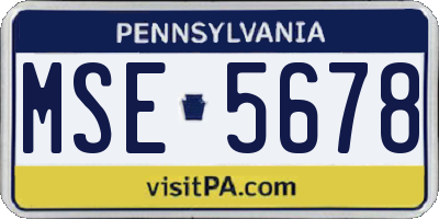 PA license plate MSE5678