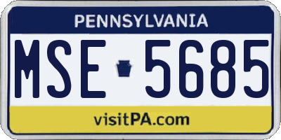 PA license plate MSE5685