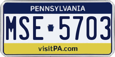 PA license plate MSE5703