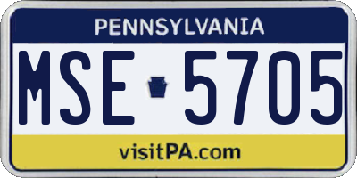 PA license plate MSE5705
