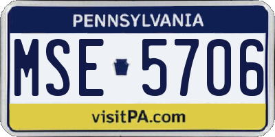 PA license plate MSE5706