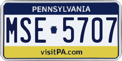 PA license plate MSE5707