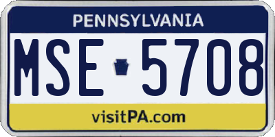 PA license plate MSE5708