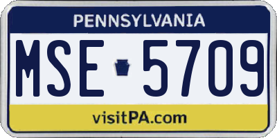 PA license plate MSE5709